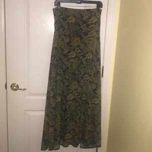 LuLaRoe Medium Navy and Yellow Paisley Maxi skirt